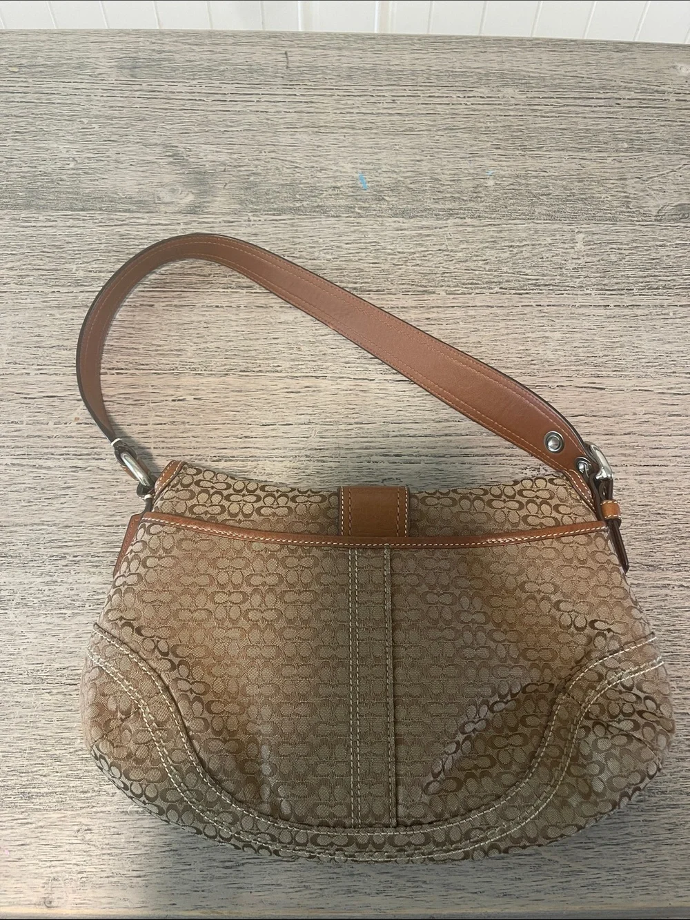 COACH Y2K F12309 Beige Signature C Soho Shoulder Bag